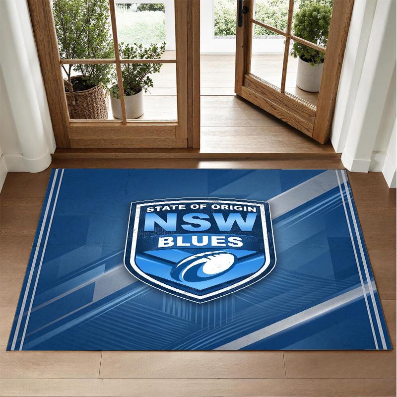 NSW Blues Design Crystal Velvet Rug Soft Decorative Mat for Bedroom Entrance