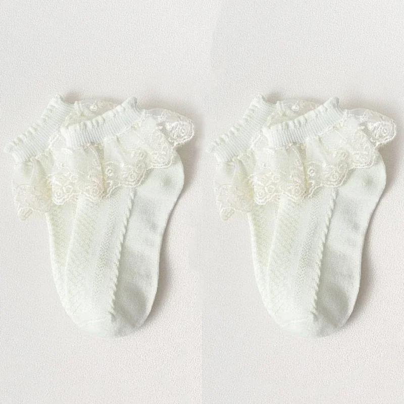 Mesh Socks Breathable Cotton Lace with Ruffle Princess Children Ankle Short Sock White Pink Yellow for Baby Girls Kids Toddler