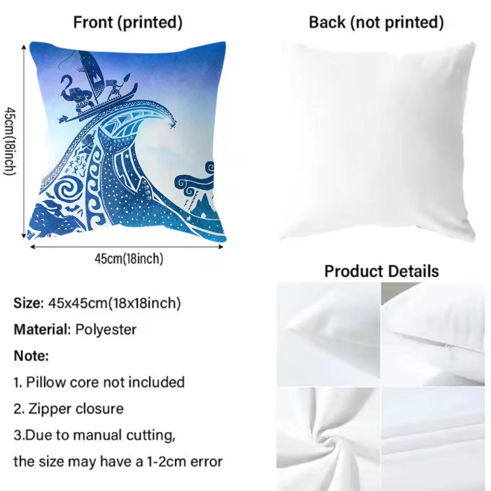 Light Blue Ocean Ripple Cushion Cover Soft & Easy-Wash Pillow Case – Versatile For Couch, Bed, Travel And Office