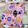 Bule Evil Eye Blanket Hamsa Hand Psychedelic Blanket for Travel Bedding Chair Adult Lightweight Bohemian Style Blanket Tapestry