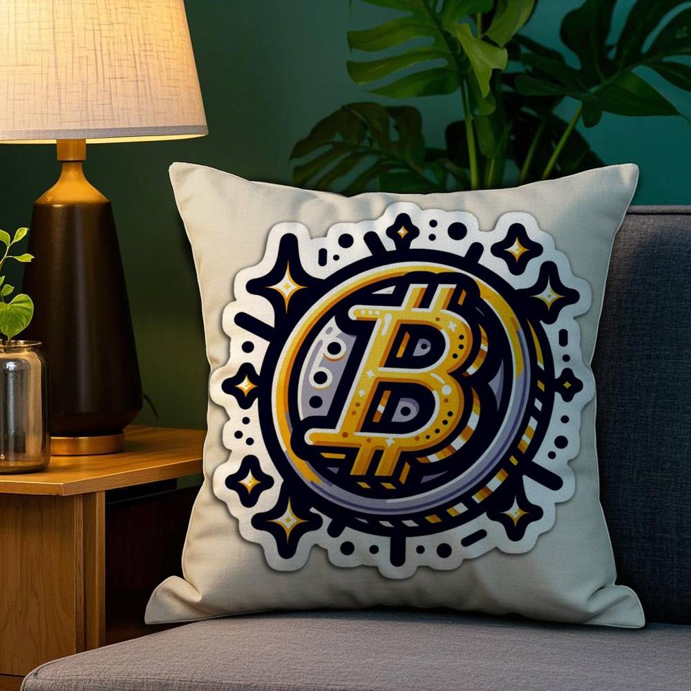 Bitcoin Cryptocurrency Btc Pillow Case Sofa Living Room Bedroom Double-sided Printing Square Cushion Nap Time Cushion Cover