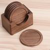 D2 Walnut Dark Coaster Set of 6 Pieces. Including The Holder Pure Natural Wood Texture. Wonderful Decor For Dining Tables Office