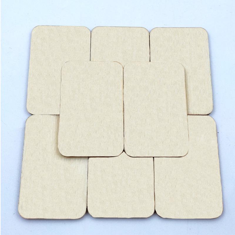 

52x34mm Rounded Corner Rectangular Wooden Craft Slices, DIY Layered Handmade Wood Signs, 80 Pieces.