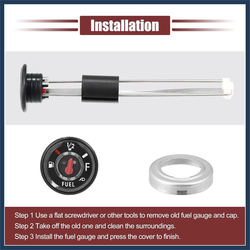 ATV Fuel Gas Tank Level Gauge Meter with Cap for Kawasaki Bayou 220 250 300 KLF for Kawasaki Prairie 300 400 KVF Replace 52005-1121 Gas Tank Gauge