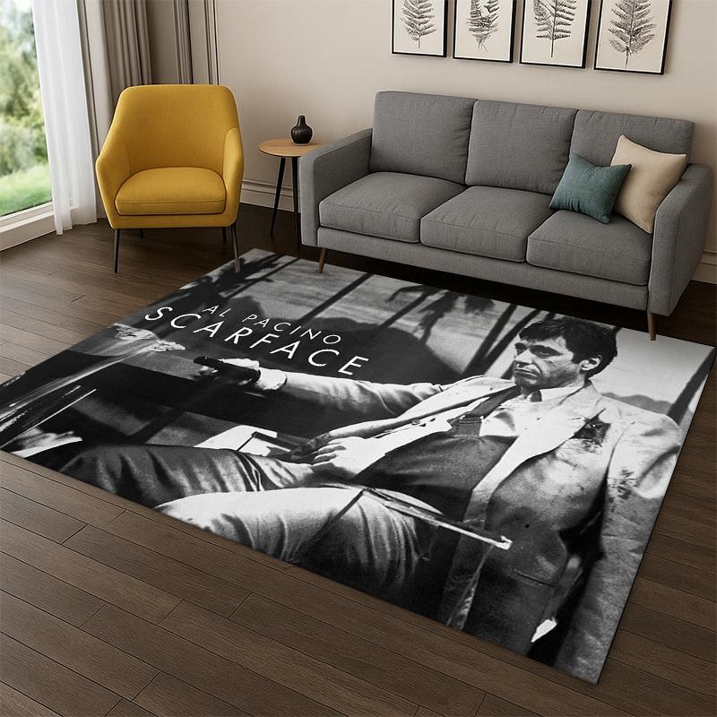 

3D Ковер Scarface Классический Фильм Тони для Спальни Гостиной Дивана Игровой Комнаты Придверный Коврик Домашний Декор, Детская Игровая Зона Ковер Нескользящий 40x60cm