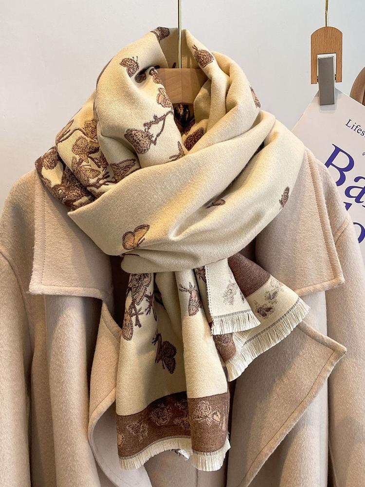 Luxury Cashmere Women Scarf Winter Animal Print Scarve Pashmina Mujer Female Foulard Bufanda Blanket Shawl Echarpe Pareo