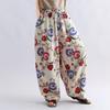 Plus Size Cotton Vintage Floral High Waist Casual Loose Long Spring Summer Autumn Harem Pants Women Trousers