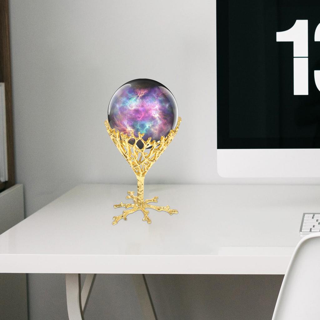 Hollow Crystal Ball Stand Alloy Metal Desktop Display Base for Sphere Decorative Centerpiece Home Office Living Room Bedroom