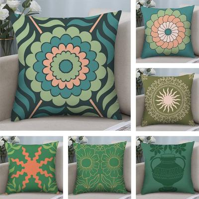 Böhmisch Grün Klassischer Kissenbezug Plüschstoff Weicher Beidseitiger Druck Zuhause Sofa Hochwertiger Kissenbezug Überwurf