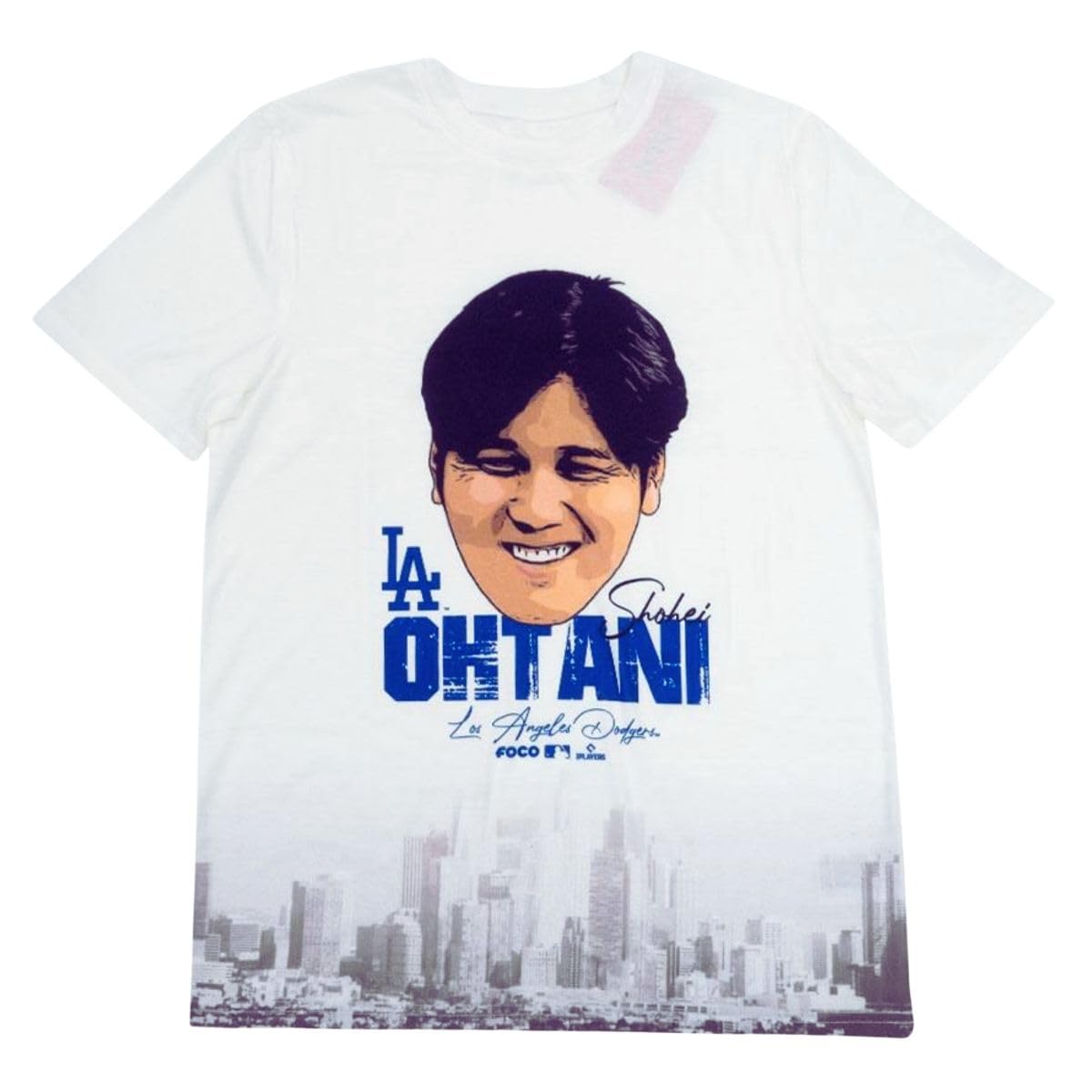 

FOCO Shohei Ohtani Skyline T-Shirt, White, Official Merchandise, Dodgers, Shohei Ohtani [MLB Official] (JP, Alphabet, Sizes S, XL)