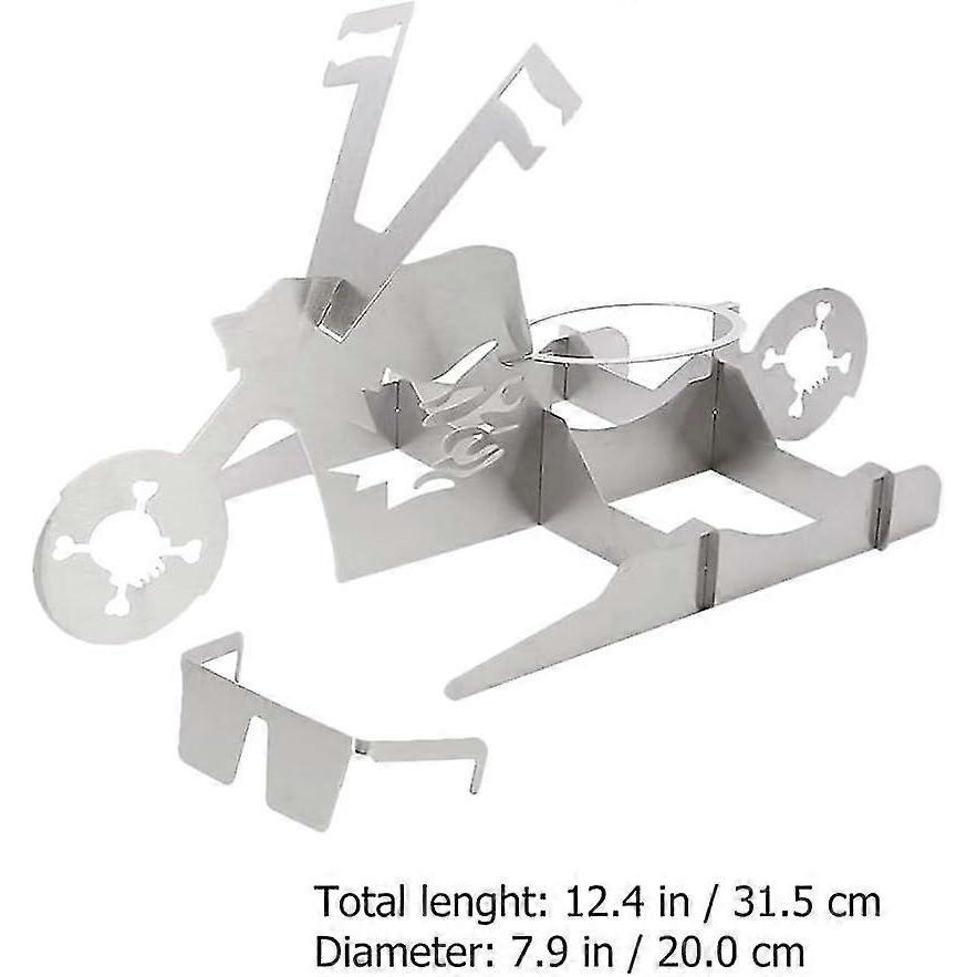 Beer Can Chicken Holder Motorbike Shaped Beer with Glasses Indoor Outdoor Grill Racks Silver
