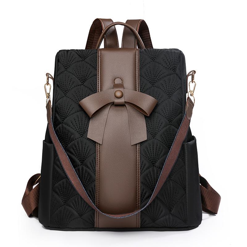 

Женский рюкзак с бантом, большой вместимости, противокражный рюкзак, сумка через плечо для поездок чёрный