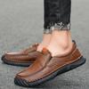 Men's Large Size Pure Handmade Sewing Casual Rubber Leather Shoes Soft Soles Wedding Shoes 38-48