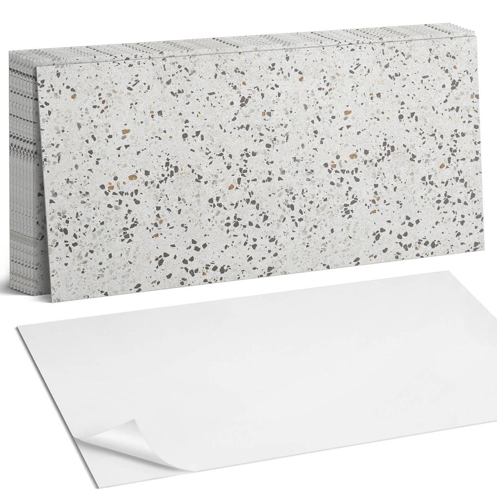 Set of Vinyl Tiles with Decor for Kitchen or Bathroom Pattern with Small Stones 10X40X20 Cm