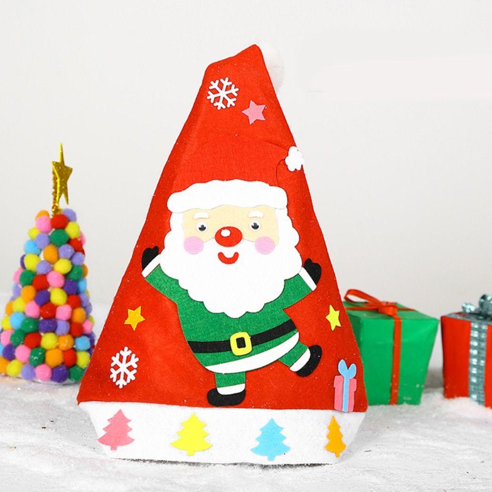 

Non-woven Fabric DIY Christmas Hat Toy Santa Claus Kids Xmas Arts Hats Xmas Gift G