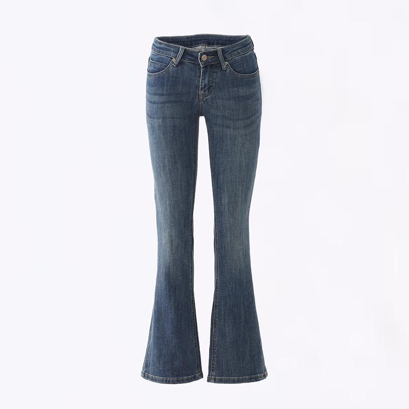 American Spice Girl Vintage Low Waist Slim Skinny Versatile Elastic Flared Jeans Women & Trousers Extended