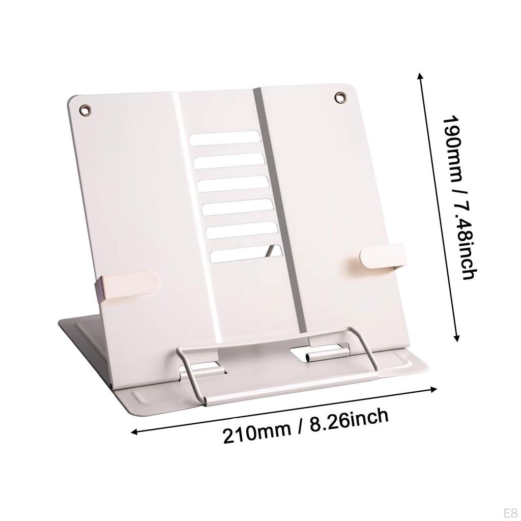 Book Stand with Page Clips Decor Tabletop Rack for Recipes Textbooks Kitchen