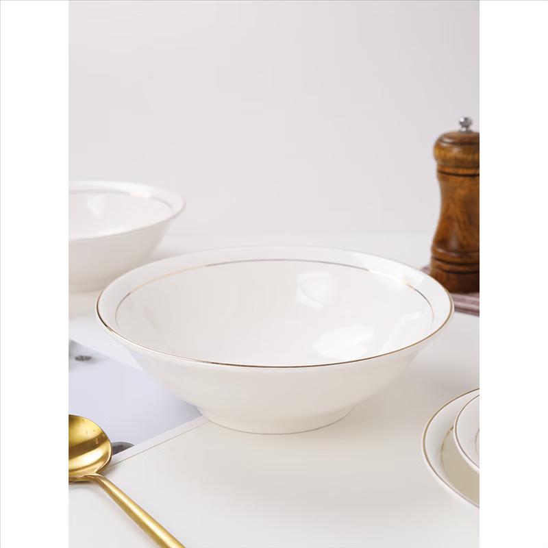 Chinese Style Gold-Rimmed Ceramic Bowl