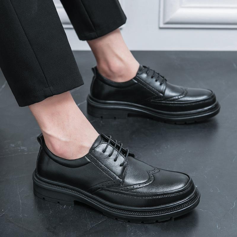 Dress Brock Leather Shoes British Fashion Business Men's Shoes Versatile Wedding Leather Shoes Leleathershoes