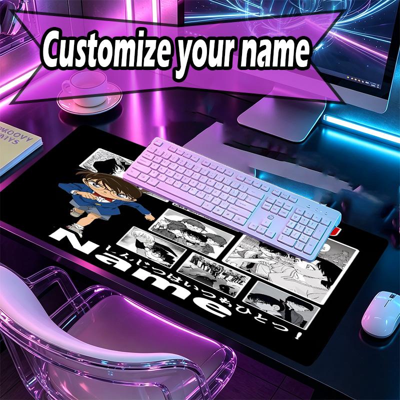 Custom Name Personalized Detective Conan Pattern Mousepad, Laptop PC Desk Mat, Decorative Desk Mat for Home Keyboard Pad Gift