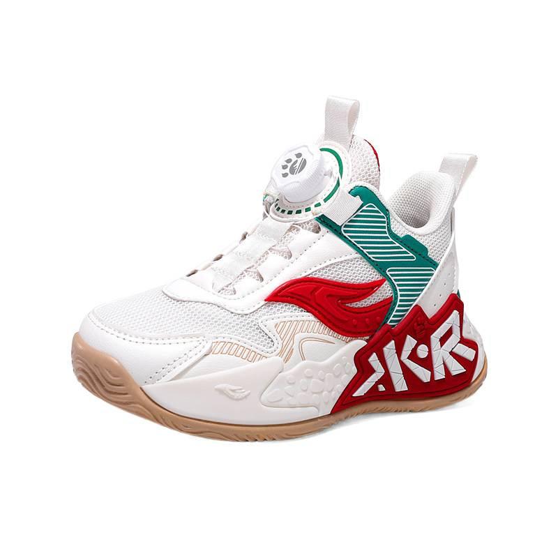 Boys' sports shoes 2025 spring and autumn new mesh medium and older children's running shoes rotating buckle breathable children's basketball shoes
