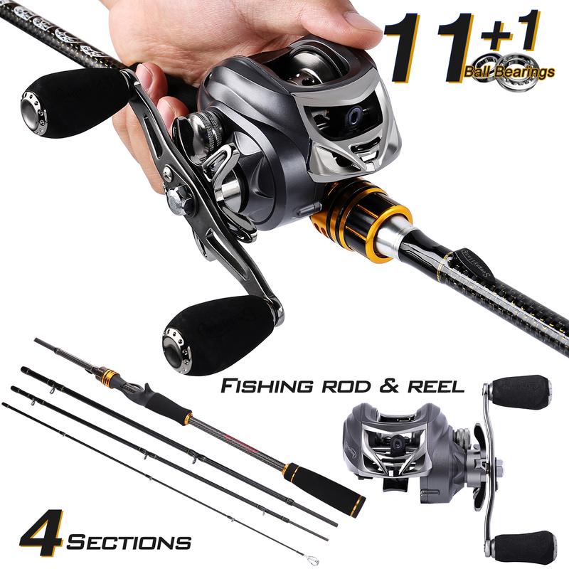 Naviják na rybářský prut a taška Cestovní rybářské hůlky 11+1 BB Baitcasting naviják Sladkovodní okouny Lov kaprů
