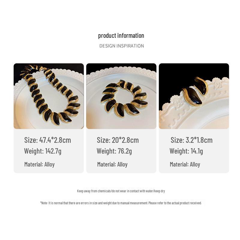 Collier Vintage Feuille Huile Goutte: Chaîne clavicule rétro avec style haut de gamme de luxe léger pour femmes