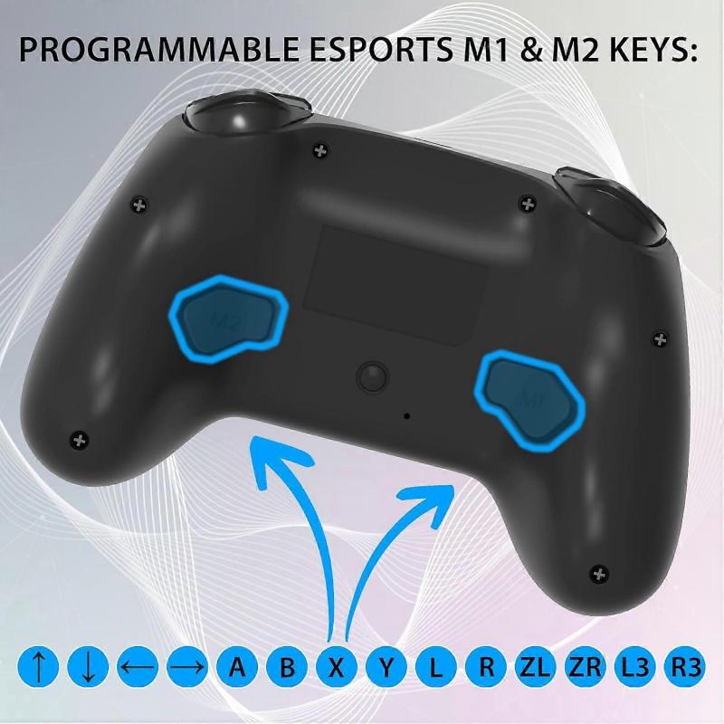 Wireless Controller Oled for Switch  Gamepad Bluetooth Controller with LED, Vibrating Ant 6-Axis Gyroscope - Black