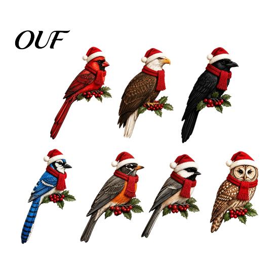 Winter Bird Door Ornament Wooden Topper, Cute Christmas Corner Statue, Woodland Animal Frame Red Art Sign for Holiday Home Wall Window Decor,