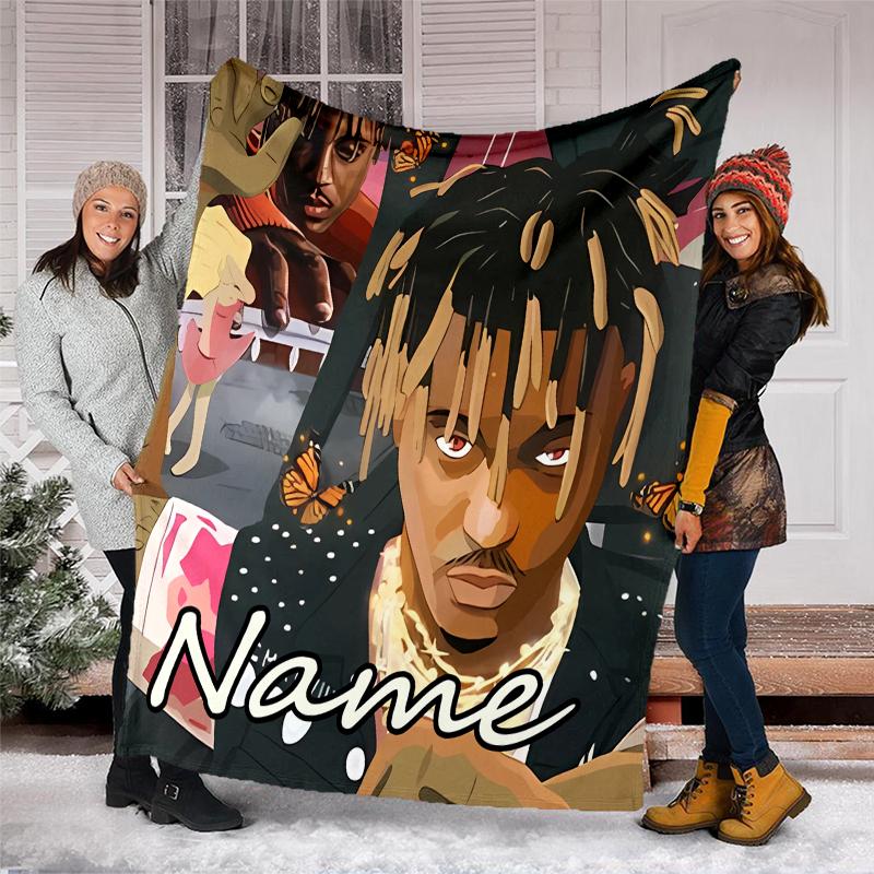Personalized Custom Name Blanket - Juice WRLD Print Design,Blanket for Sofa,Bed,Travel,Camping - Soft and Warm, Great Gift