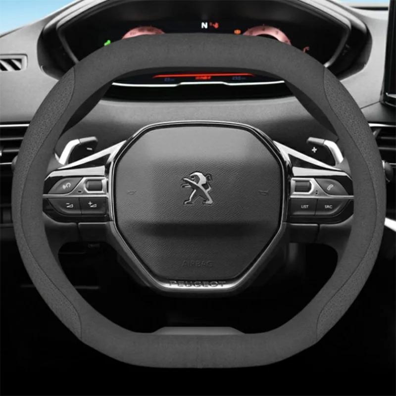Leder Auto Lenkradabdeckung für Peugeot 3008 4008 5008 GT 2017 2018 - 2024 Atmungsaktiv Rutschfest Car-Styling Auto Zubehör