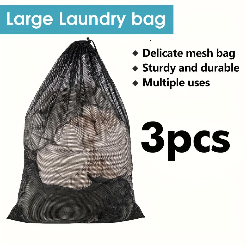 1/2/3pcs Sturdy Extra-Large Mesh Laundry Bag Suitable for Delicate Clothing,Washing Machine Washer Sack Ideal for Underwear,Bras