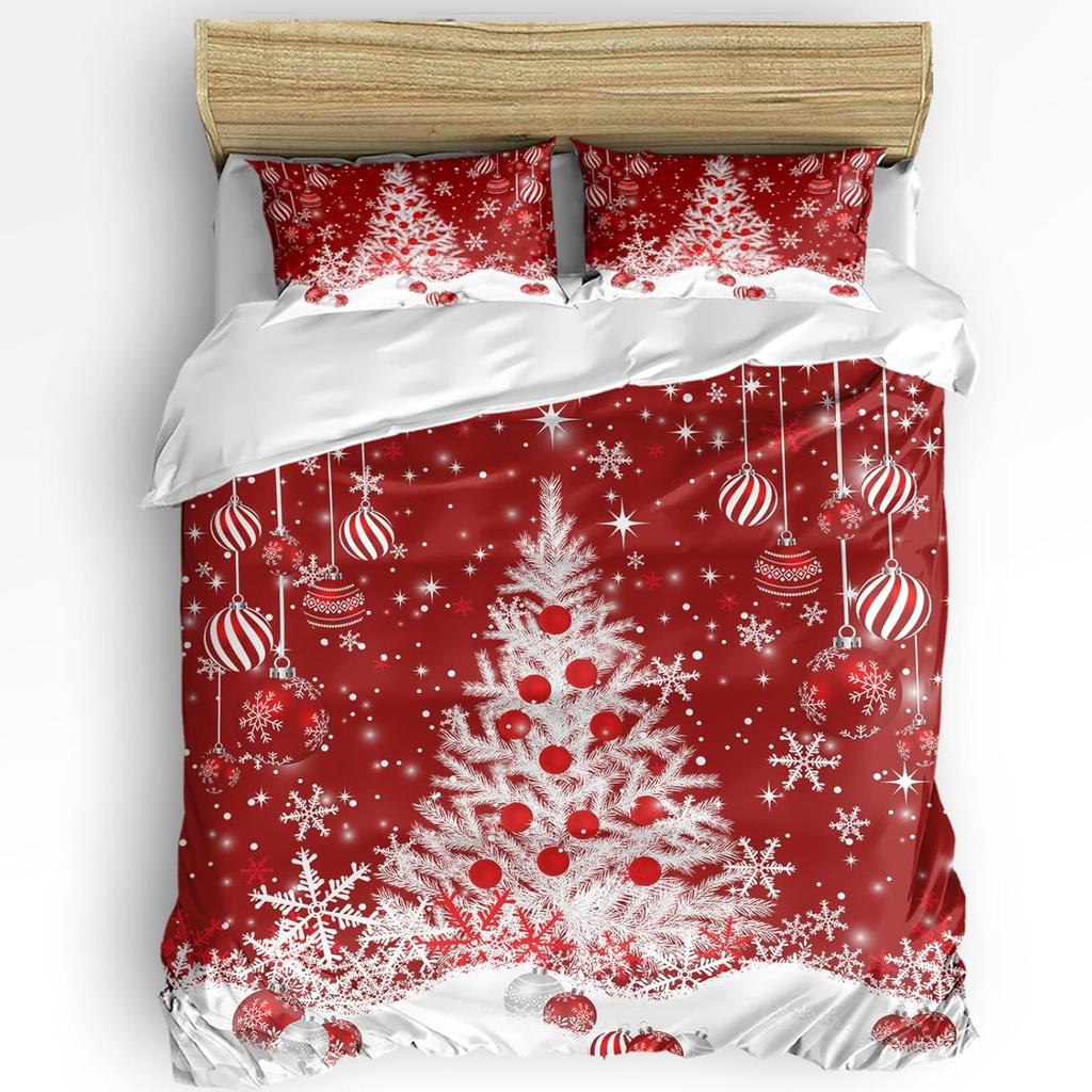 Comforter Christmas King Size Christmas Tree Ball Snowflake Quilt Soft Bedding For Boys Girls Adult Bedroom Decoration 3 Pcs