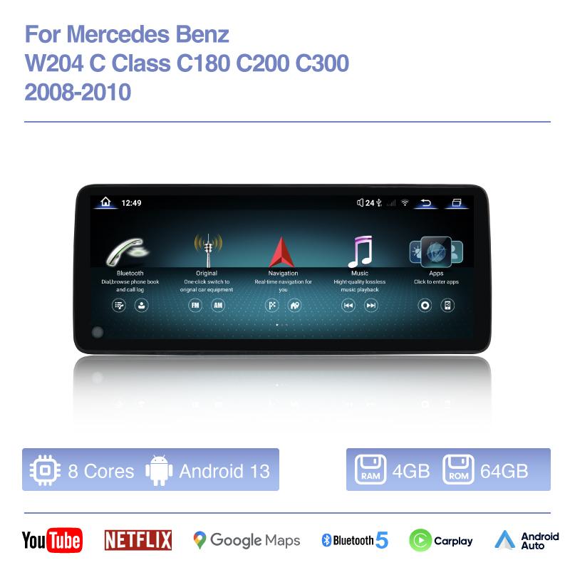 

12.8 Для Mercedes Benz W204 C Class C180 C200 C300 2008-2010 Мультимедийный плеер GPS Навигация Android Auto Carplay 4G Автомагнитола