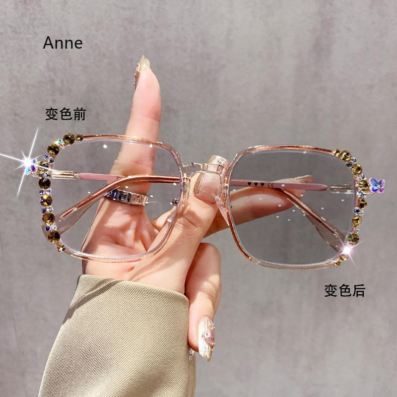 Luxury Diamond Cut Photochromic Glasses Men Women Trendy New Color Changing Eyeglasses Fashion Handmade Myopia Glasses for Lady