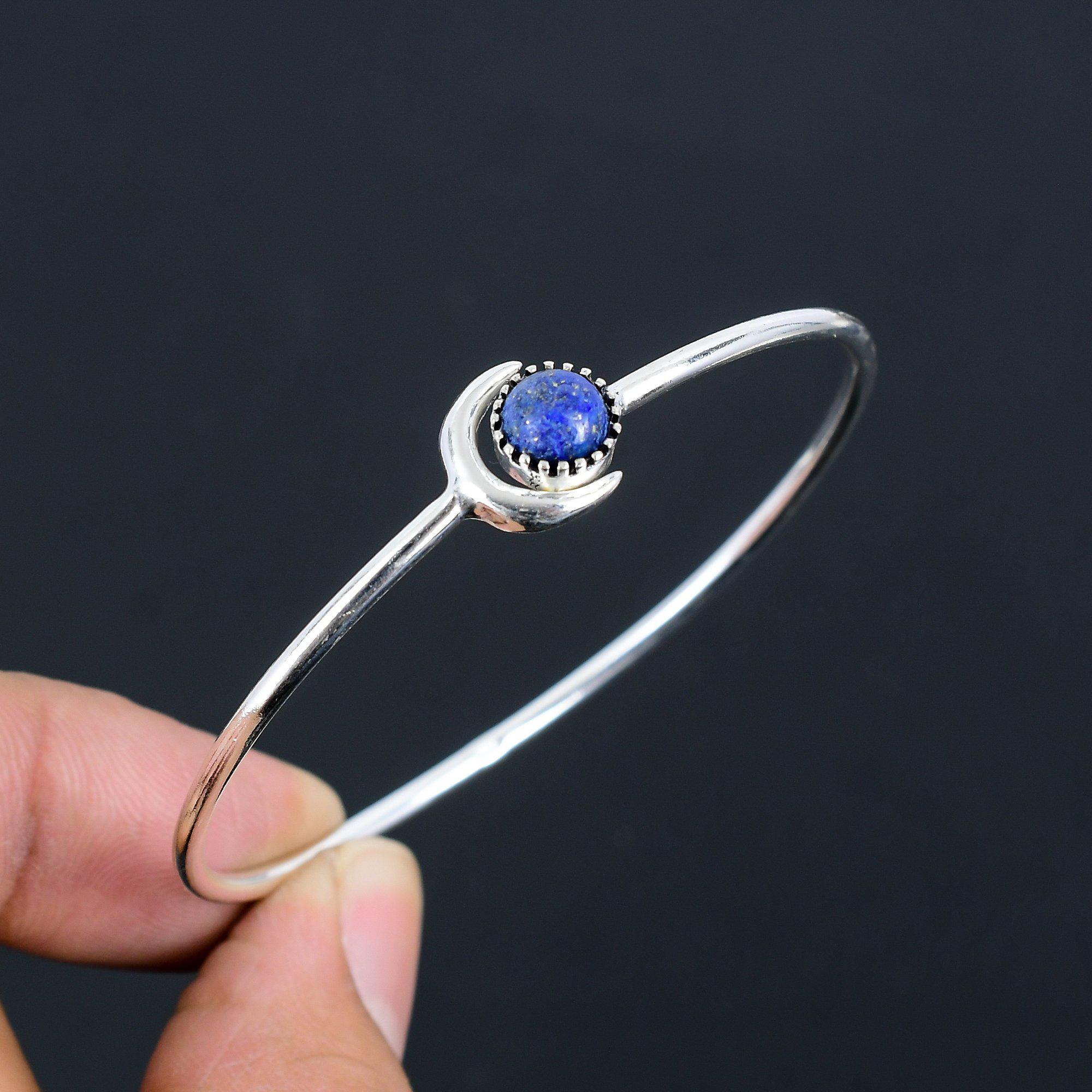 

Браслет в форме полумесяца: выберите цвет из натуральных драгоценных камней | Серебро 925 пробы | Филигранный браслет | Серебряные браслеты ручной работы для женщин и девочек лазурит