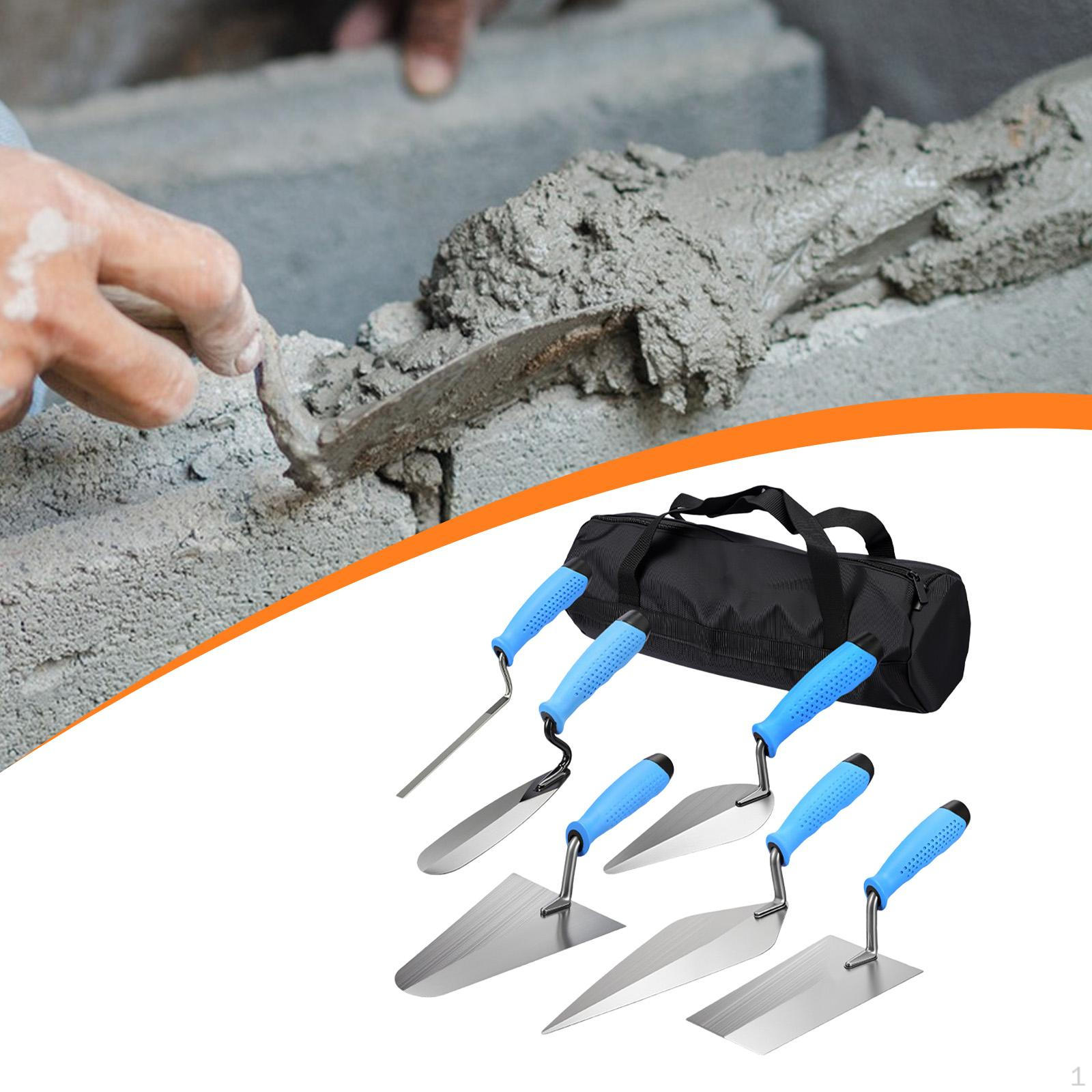 

6x Masonry Hand Tool Set with Handle 420 Stainless Steel Finishing Kit Bricklaying Tools for Plaster