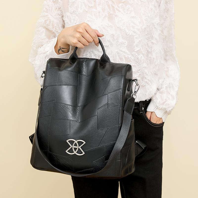 Женский противоугонный дорожный рюкзак большой вместимости из мягкой кожи коричневый — фото 17