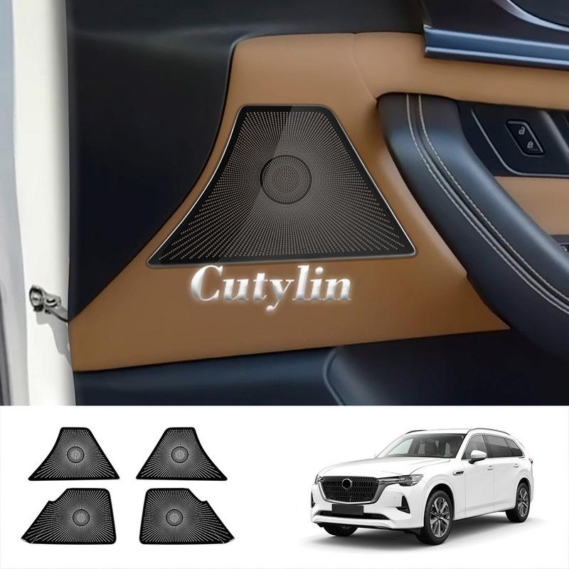 For Mazda CX-80 CX80 CX90 CX-90 2024 2025 Stainless Steel Car Side Door Speakers Decorate Cover Audio Sound Cover Trim styling