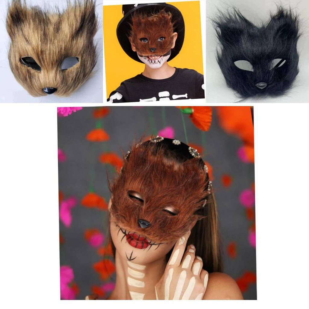 Fox Plush Half Mask With Features For Halloween Costume Parties And Cosplay Events