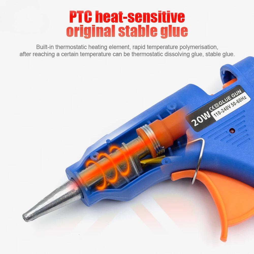 20W with Switch Suit 7mm Glue Stick Hot Melt Glue Gun Mini Industrial Adhesive Hot Gun Electric Heat Temperature Gun Repair Too