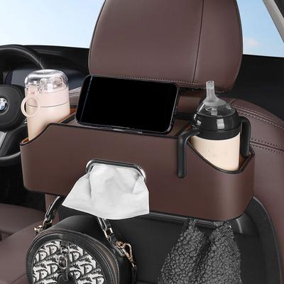 Car Headrest Backseat Organizer Partition Design Multi-functional Storage Box With Cup Holder Tissue Box Headrest Hook