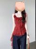 Women's French Retro Ruffle Red Camisole - Summer 2025 Irregular Pretty Top