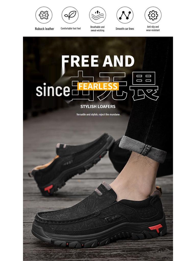 Men's Genuine Leather Plus Size Casual Loafers & Hiking Shoes