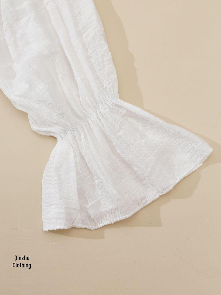 Long-Sleeve Bamboo Cotton Beach Cover-Up with Front Tie for Women
