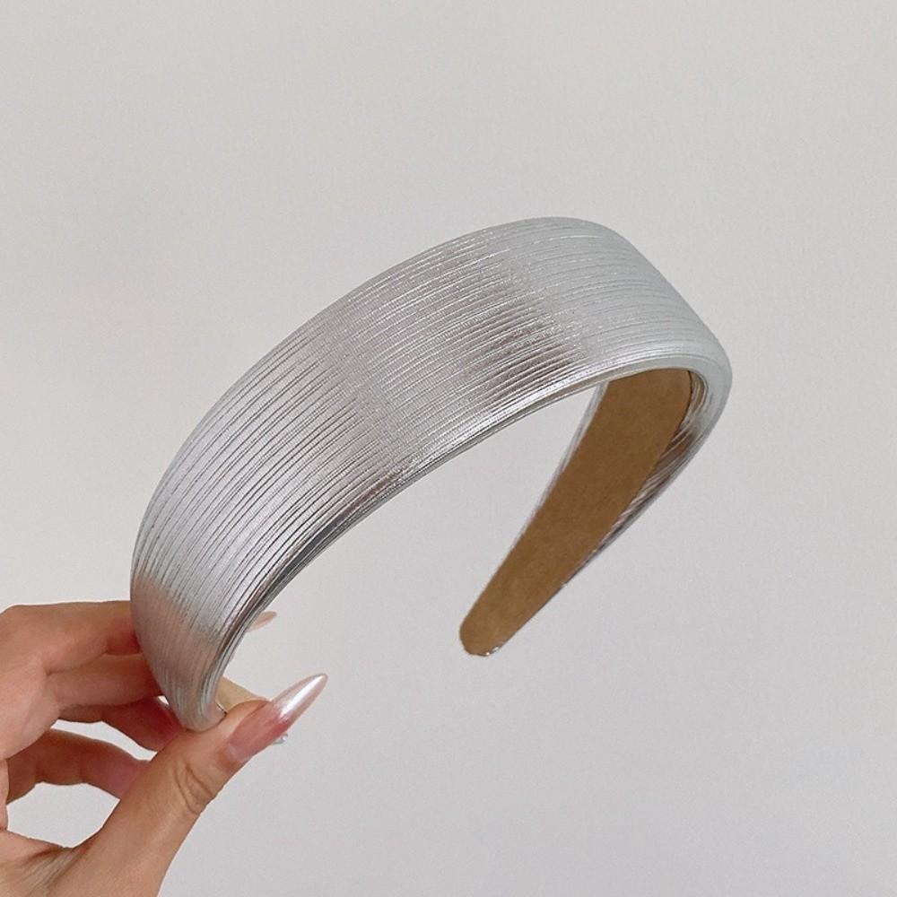 Shiny Gold Hair Hoop Wide Retro Headwear Fashion Leather Hairbands  Hair Accessories