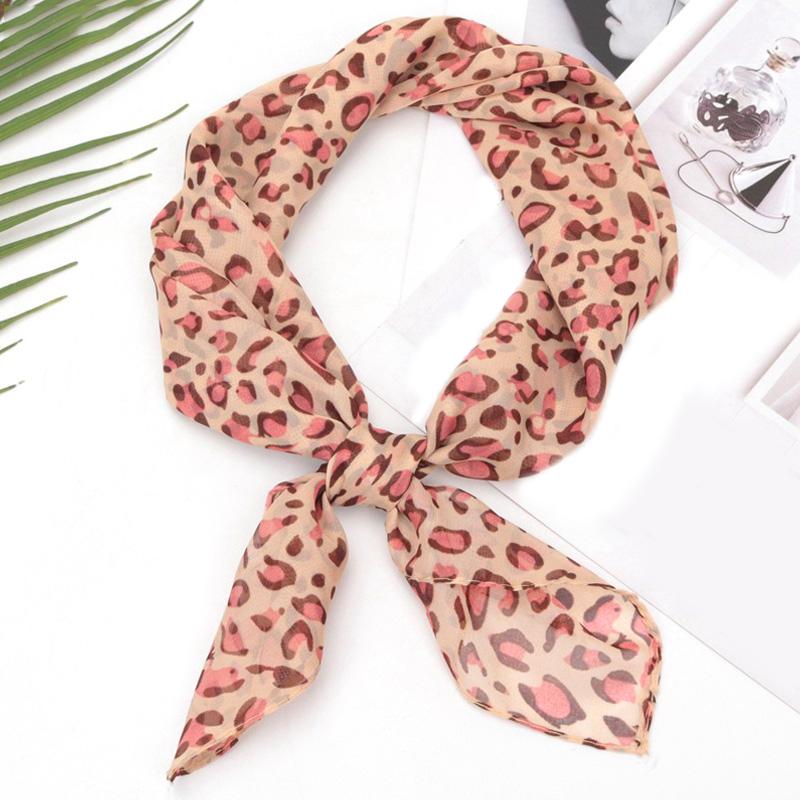 1ks ozdobný pásek do vlasů šátek s leopardím potiskem Šifon čtvercový šátek na ochranu před sluncem Vintage