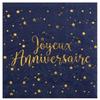 Serviettes En Papier - CHAL - Joyeux Anniversaire - Bleu Marine Et or - 25 Cm X 25 Cm - Sachet De 20