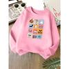 Kids Unisex Crewneck Sweatshirt, Spooky Season Grid Pumpkin Ghost Bat Skull Halloween Print Soft Fleece Pullover For Kids Over 4 Years Old