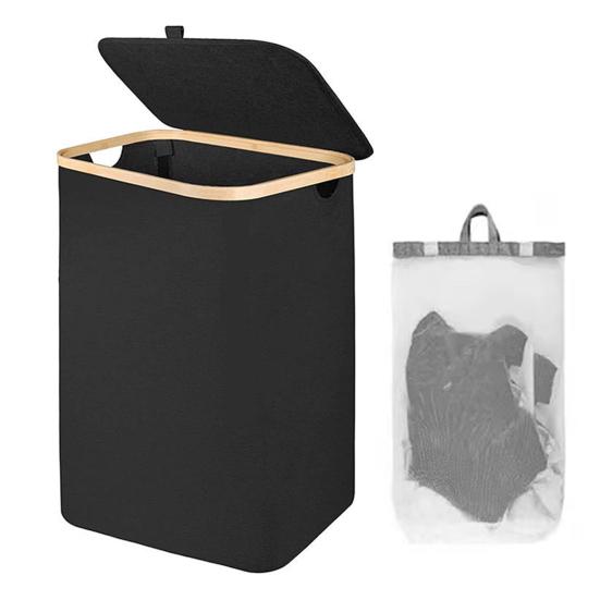 Velkokapacitní 105 l skládací koš na prádlo s víkem a rukojetí Koš na oblečení s vyjímatelnou vnitřní taškou Domácí organizace
